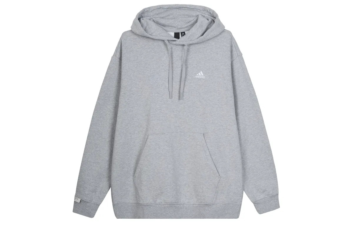Adidas Thickened And Fleece Lined Athleisure Hooded Pullover Sweatshirt Men's Medium Heather Gray