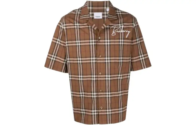 Burberry Shirts Men's Brown Lapel Moderate Other