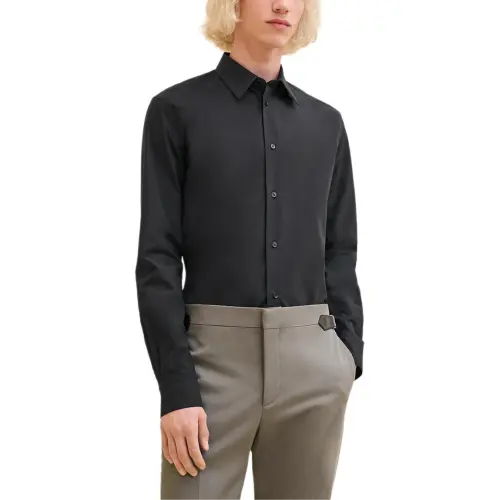 HERMES Shirts Men's Black Lapel Moderate Other