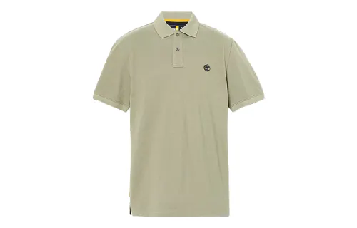Timberland Polo Shirts Men's Yellow Green Polo Collar Moderate Straight Fit