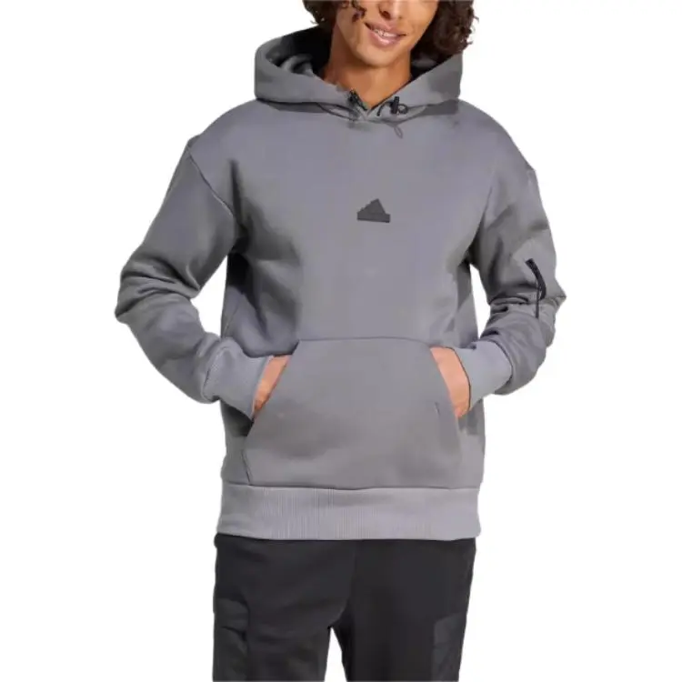 Adidas Sweatshirts Men's Gray Hooded Thickened Regular