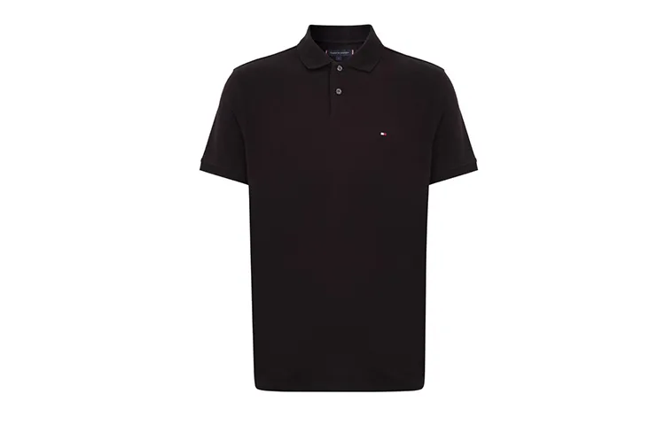 Tommy Hilfiger Polo Shirts Men's Black Polo Collar Moderate Other