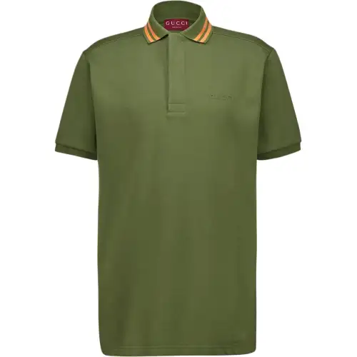 Gucci striped-collar polo shirt