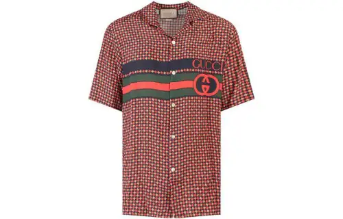 GUCCI Shirts Men's Brown Lapel Moderate Other