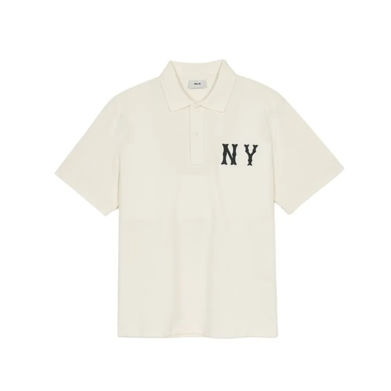 MLB New York Yankees Overfit Coopers Logo Polo Shirt Unisex Cream