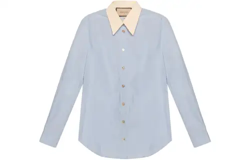 GUCCI Shirts Men's Blue Lapel Moderate Other
