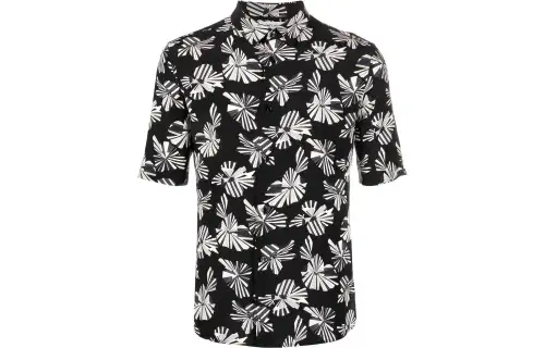 SAINT LAURENT Saint Laurent SS22 geometric pattern all-over single-breasted shirt for men, black