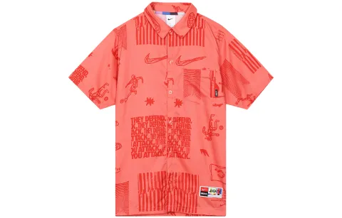 Nike Shirts Men's Red Lapel Moderate Straight Fit