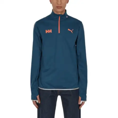 PUMA Sweatshirts Men's Blue Stand Collar Moderate Regular