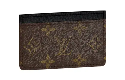 LOUIS VUITTON Canvas With Leather Trim Card Holder Women's Brown