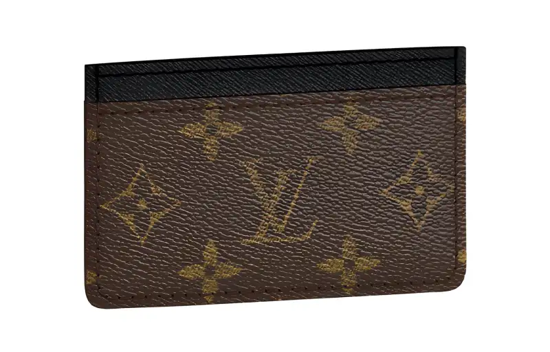 LOUIS VUITTON Canvas With Leather Trim Card Holder Women's Brown