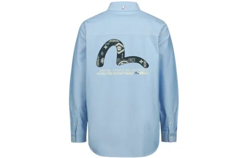 EVISU Shirts Men's Blue Lapel Moderate Other