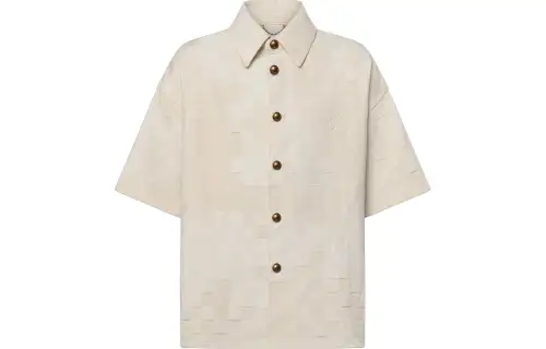 Lv Damier Short Sleeved Denim Shirt