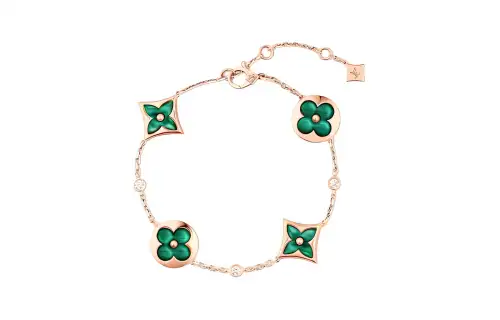 LOUIS VUITTON Color Blossom Bb Multi-Motif Bracelet Pink Gold Malachite And Diamonds