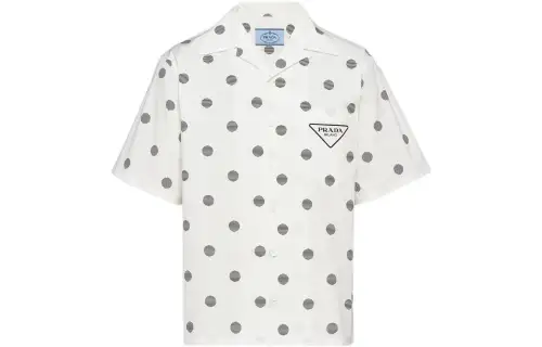 PRADA Shirts Men's White Cuban Collar Moderate Other