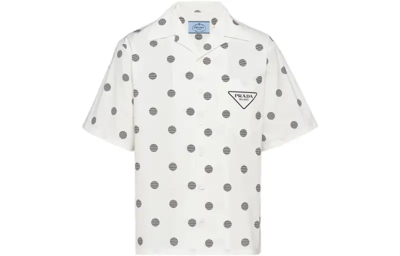 PRADA Shirts Men's White Cuban Collar Moderate Other