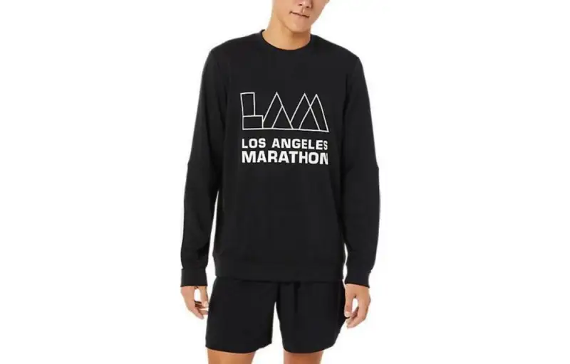 ASICS LAM Sweatshirts Men's Black Crew Neck Moderate Regular