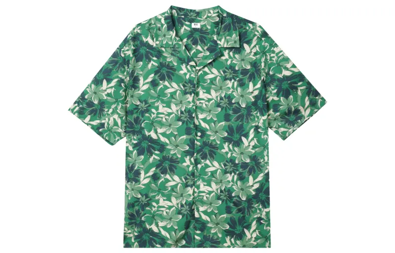 UNIQLO Shirts Men's Turquoise Half Open Collar Moderate Other