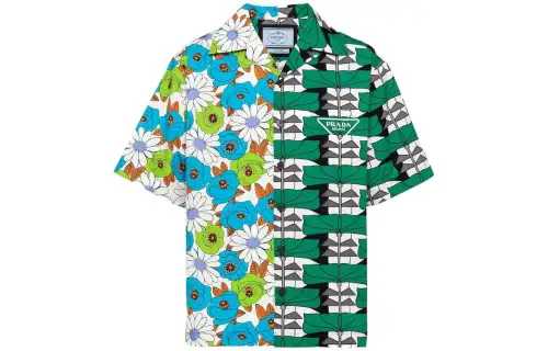 PRADA Shirts Men's Green Lapel Moderate Other