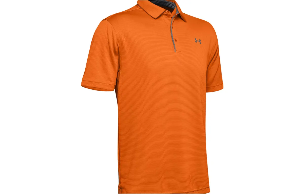 Under Armour Polo Shirts Men's Orange Polo Collar Moderate Straight Fit