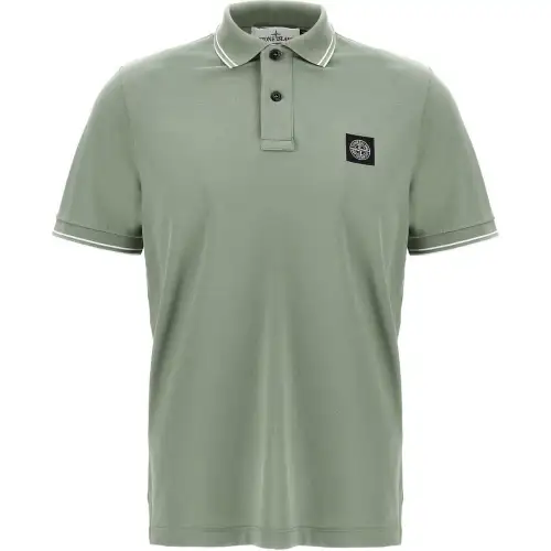 STONE ISLAND Logo Patch Short Sleeved Polo Shirt