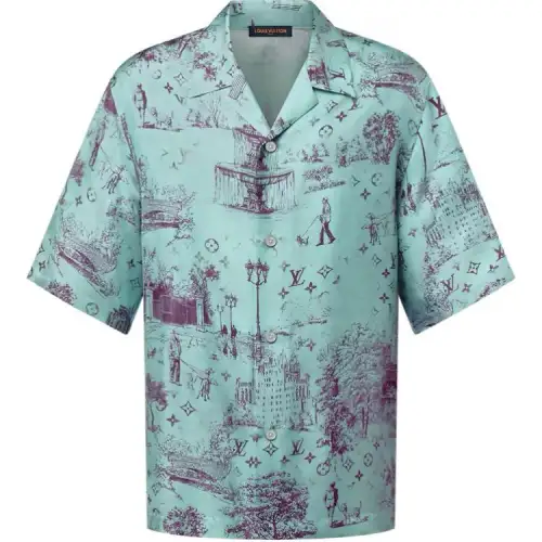 LOUIS VUITTON Printed Short-Sleeved Silk Shirt