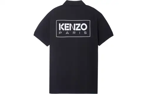 KENZO Polo Shirts Unisex Black Polo Collar Moderate Straight Fit