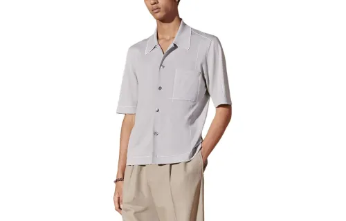HERMES Shirts Men's Mist White Moderate