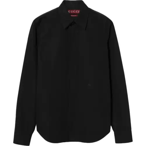 GUCCI Shirts Men's Black Pointed Collar Moderate Other