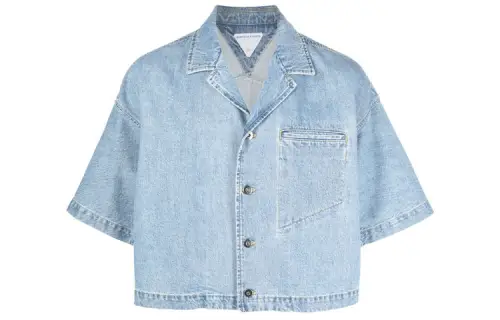 Bottega Veneta Shirts Men's Blue Lapel Moderate Denim