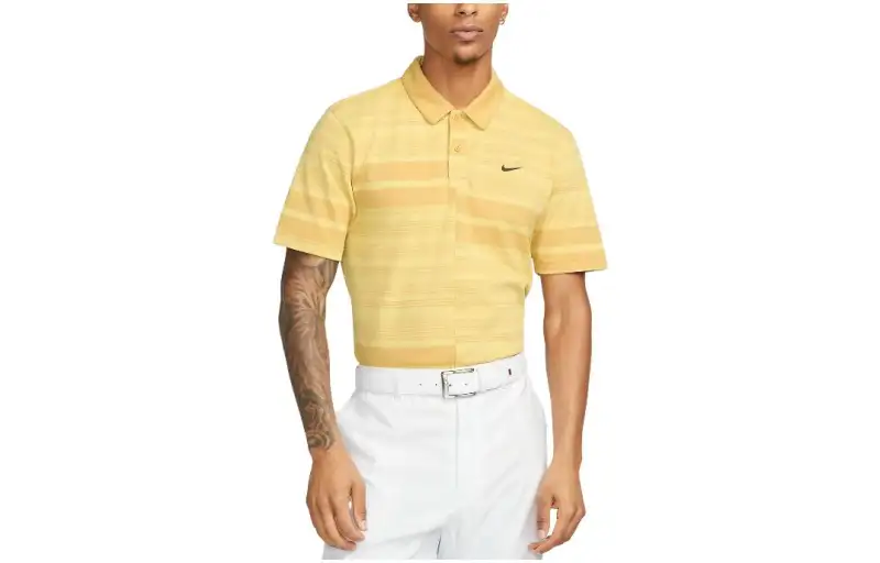 Nike Polo Shirts Men's Yellow Polo Collar Moderate Straight Fit