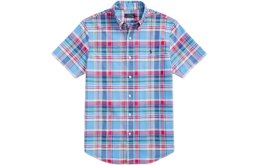 Polo Ralph Lauren Shirt Classic Version Men's Blue Pink Multicolor