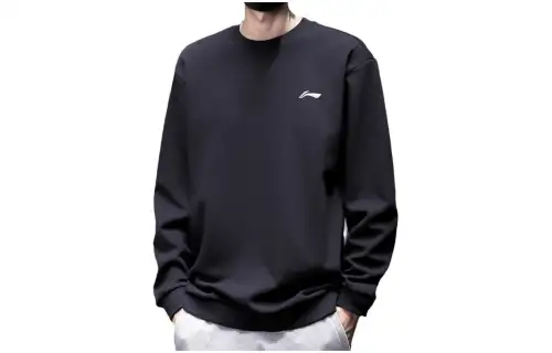Li Ning Sweatshirts Men's Black Crew Neck Moderate Regular