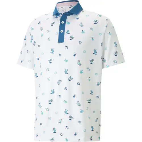 PUMA X ARNOLD PALMER DUNES Polo Shirts Men's White Polo Collar Moderate Straight Fit