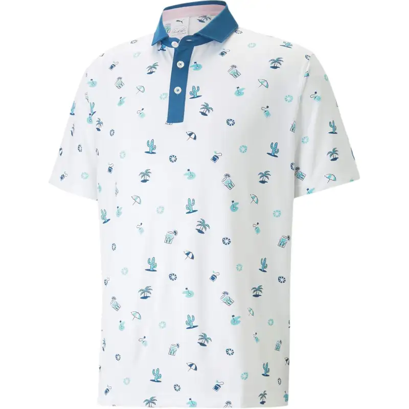 PUMA X ARNOLD PALMER DUNES Polo Shirts Men's White Polo Collar Moderate Straight Fit
