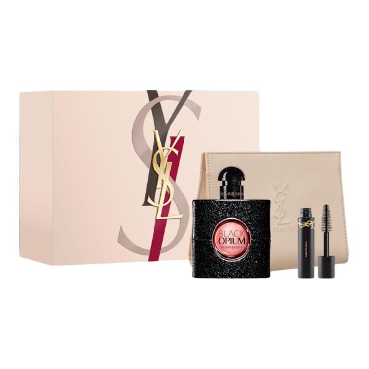 YSL, perfume, set, coffee floral gift box, mascara, cosmetic bag, with your logo imprint, 50 ml