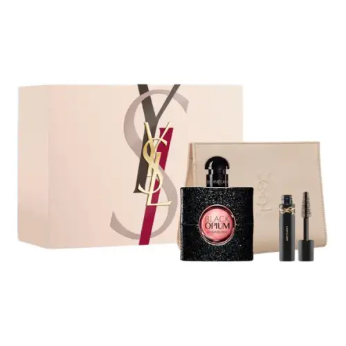 YSL, perfume, set, coffee floral gift box, mascara, cosmetic bag, with your logo imprint, 50 ml
