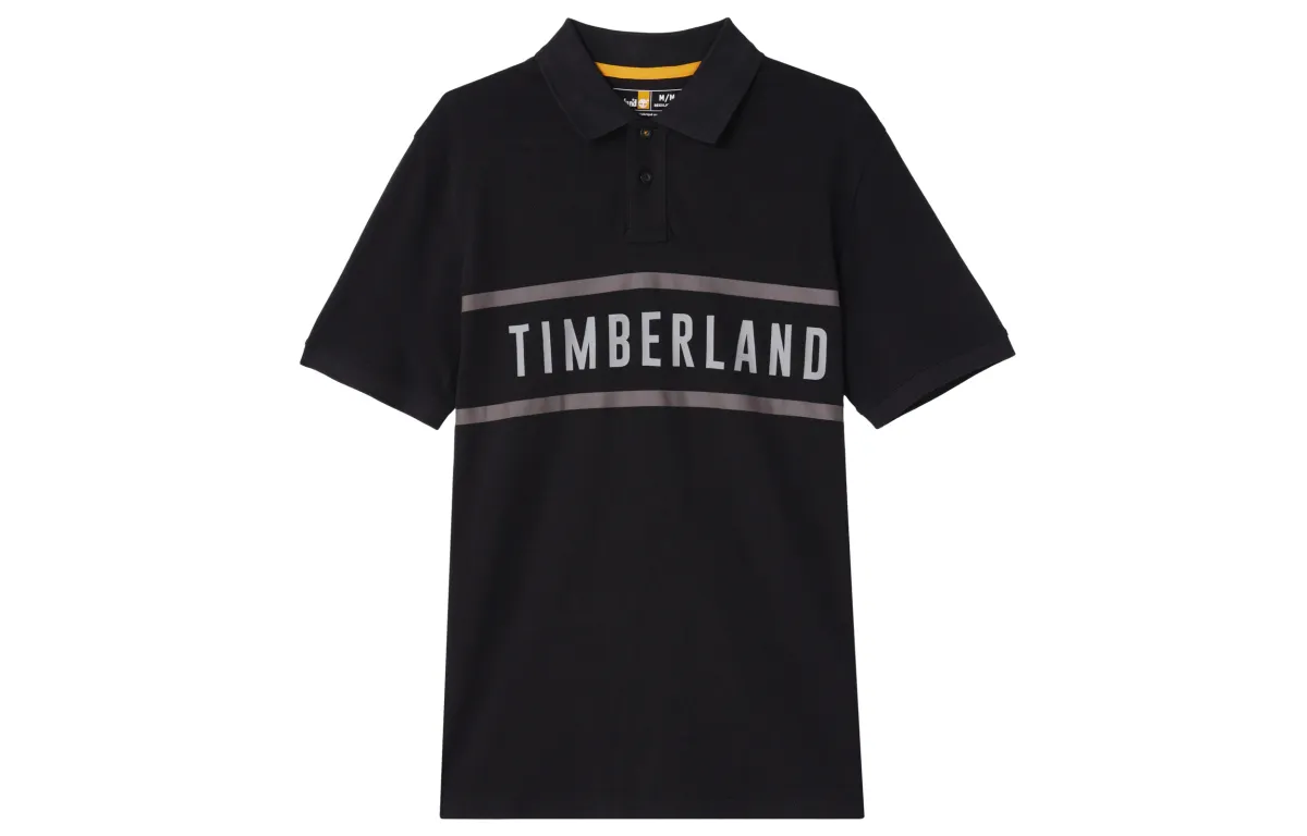 Timberland Polo Shirts Men's Black Polo Collar Moderate Straight Fit
