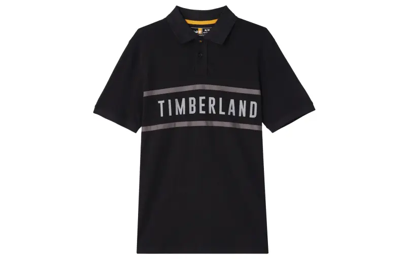 Timberland Polo Shirts Men's Black Polo Collar Moderate Straight Fit
