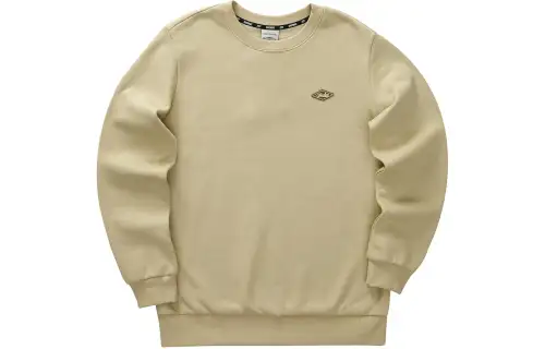 Skechers Solid Color Crew Neck Pullover Sports Fleece Lined Sweatshirt Unisex Irish Cream