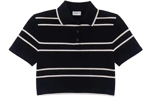 SAINT LAURENT Stripped Cotton Polo-shirt
