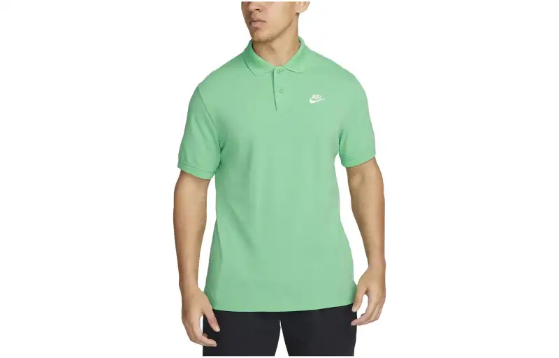 Nike Polo Shirts Men's Green Polo Collar Moderate Straight Fit