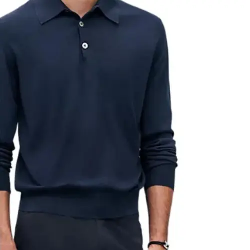 HERMES Polo Shirts Men's Ocean Polo Collar Moderate Straight Fit