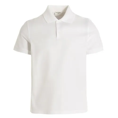 SAINT LAURENT Cassandre Logo Embroidered Polo Shirt