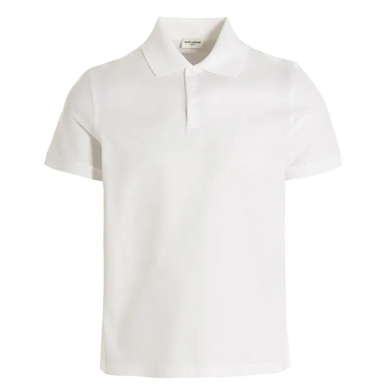 SAINT LAURENT Cassandre Logo Embroidered Polo Shirt