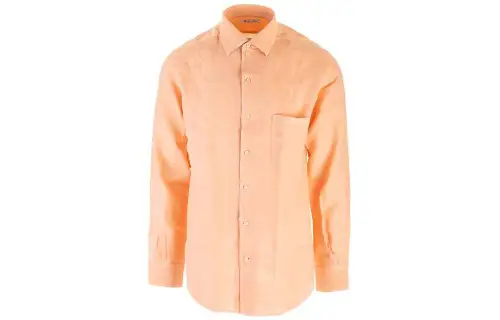 Loro Piana Shirts Men's Orange Lapel Moderate Straight Fit
