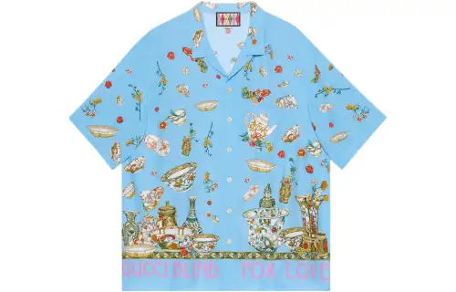 GUCCI Lovelight Shirts Men's Blue Lapel Moderate