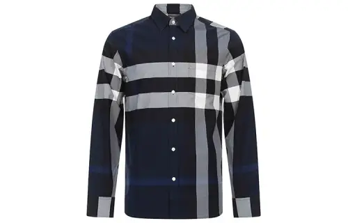 Burberry Shirts Men's Blue Lapel Moderate Shirt