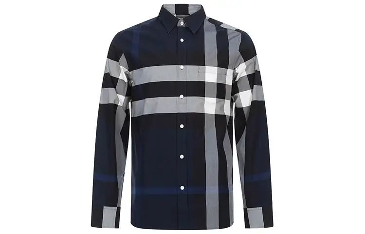 Burberry Shirts Men's Blue Lapel Moderate Shirt