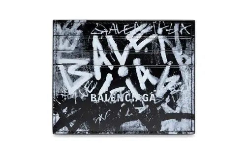 Balenciaga Lambskin Card Holder Men's Black